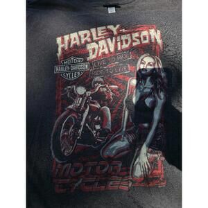 VINTAGE Y2K HARLEY DAVIDSON LIVE TO RIDE GIRL ON MOTORCYCLE 2XL 🔥